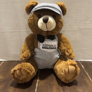 Republic Locomotives Teddy Bear Plush Vintage Steven Smith Overalls Super Soft